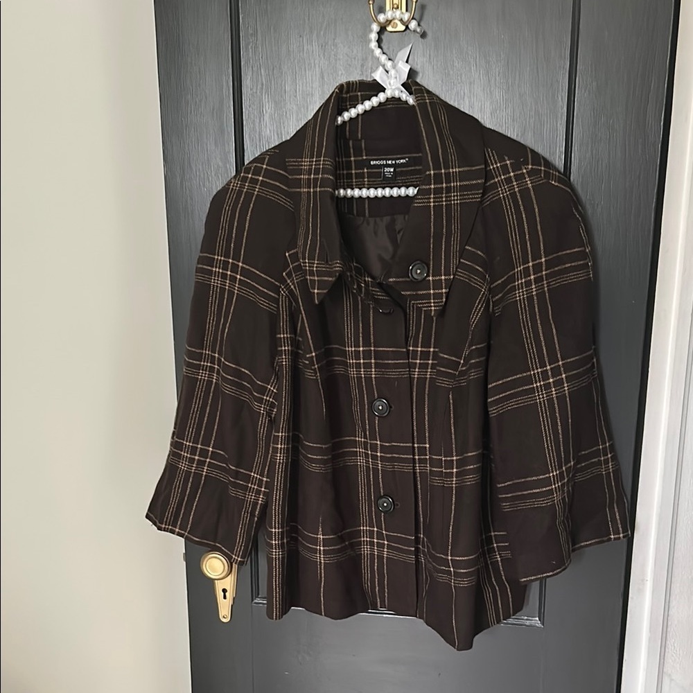 Briggs New York Brown Plaid Blazer Jacket
